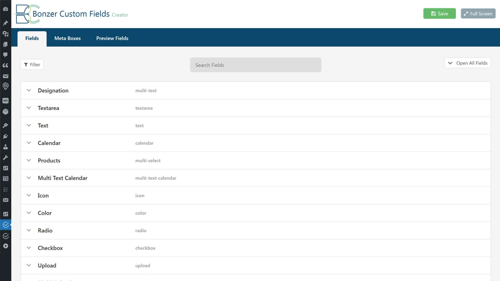 Bonzer Custom Fields