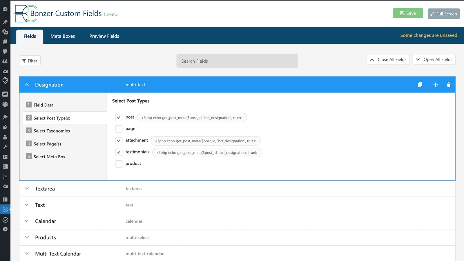 Bonzer Custom Fields