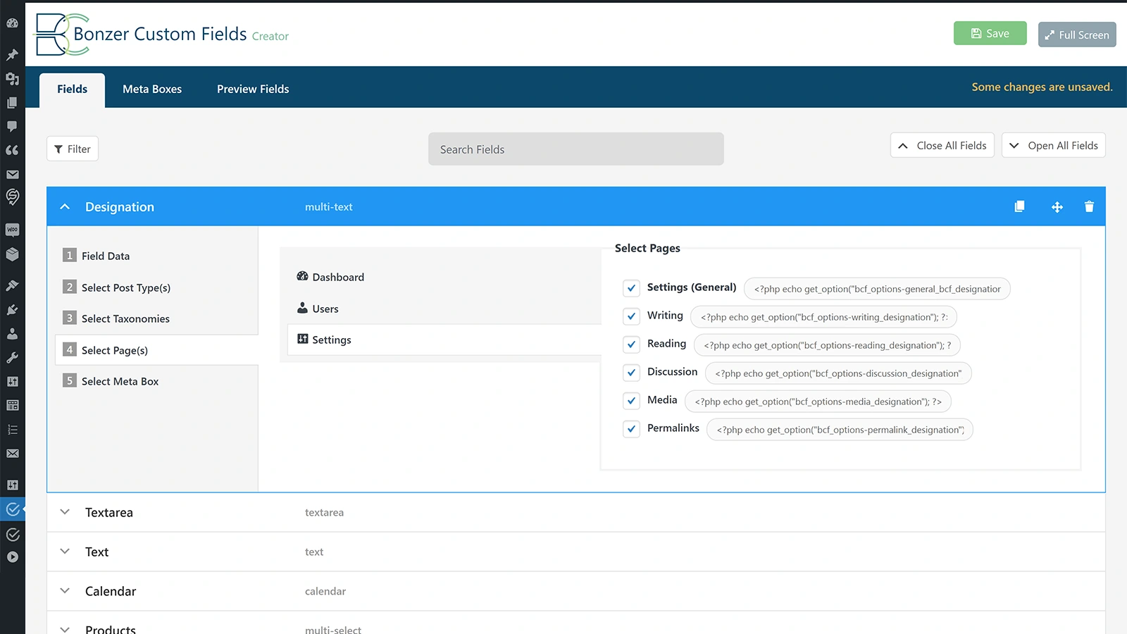 Bonzer Custom Fields