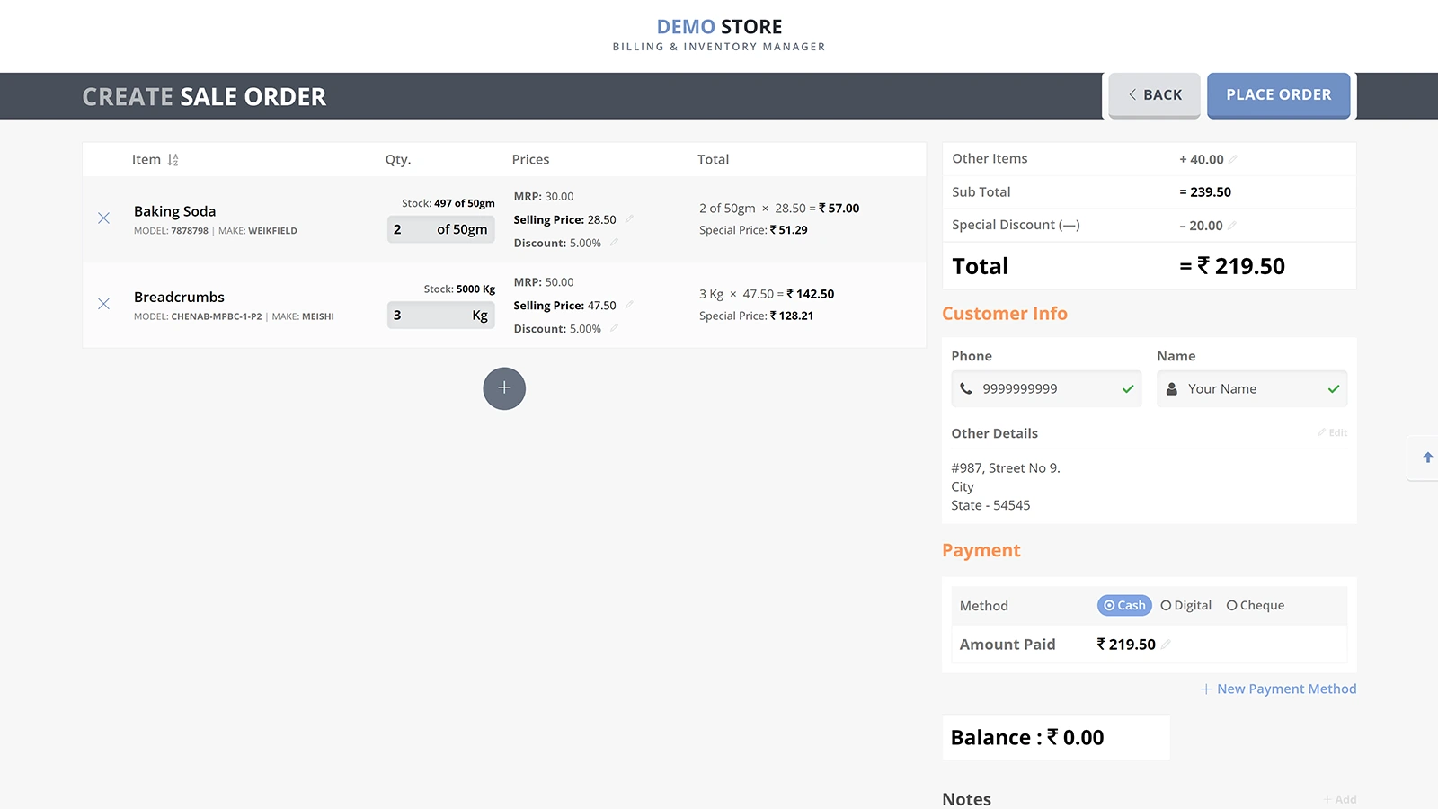 Billing & Inventory Manager